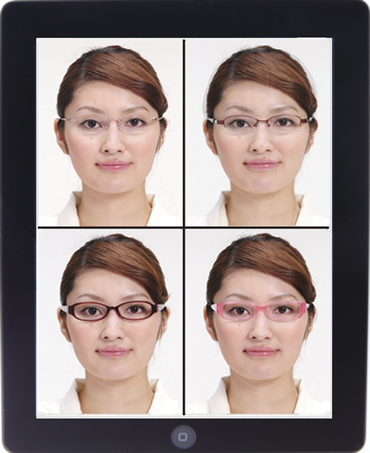 iPadカウンセリング画面イメージ1　選んだメガネを一度に比較できます