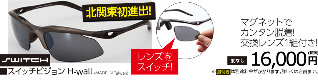 スイッチビジョン H-wall マグネットで簡単脱着！交換レンズ1組付き 16,000円(税別)
