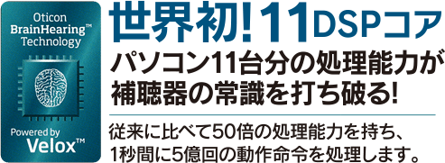 世界初11DSPコア！パソコン11台分の処理能力が補聴器の常識を打ち破る！
